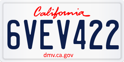 CA license plate 6VEV422