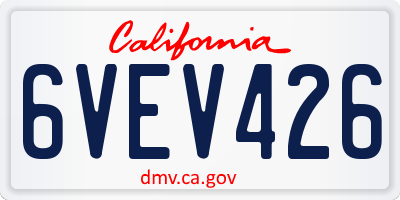 CA license plate 6VEV426