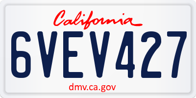 CA license plate 6VEV427