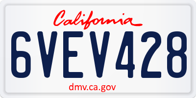 CA license plate 6VEV428