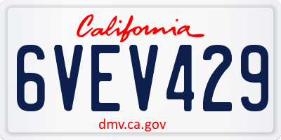 CA license plate 6VEV429