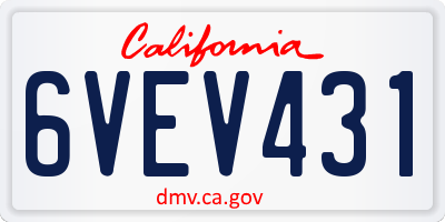 CA license plate 6VEV431