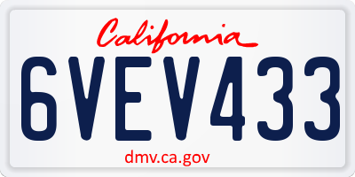 CA license plate 6VEV433
