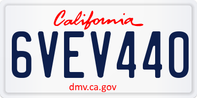 CA license plate 6VEV440