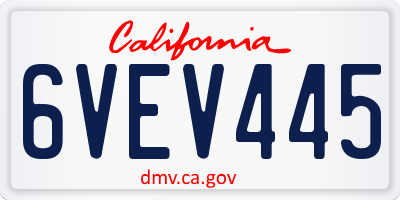 CA license plate 6VEV445