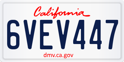 CA license plate 6VEV447