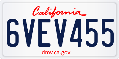 CA license plate 6VEV455
