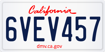 CA license plate 6VEV457