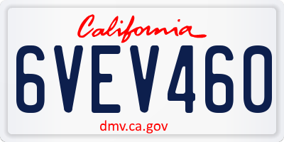 CA license plate 6VEV460