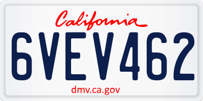 CA license plate 6VEV462