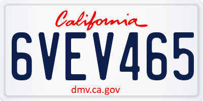 CA license plate 6VEV465