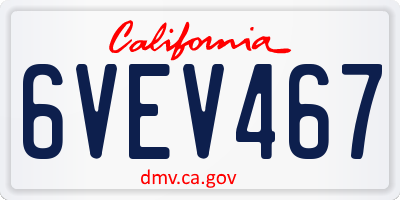 CA license plate 6VEV467