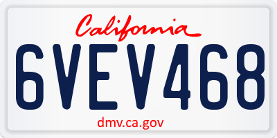 CA license plate 6VEV468