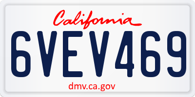 CA license plate 6VEV469
