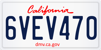 CA license plate 6VEV470