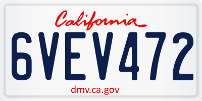 CA license plate 6VEV472