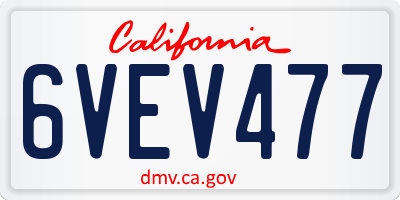 CA license plate 6VEV477