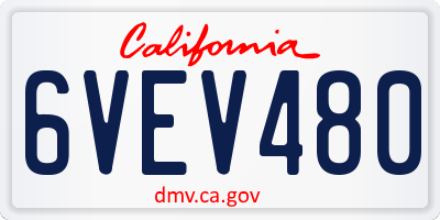 CA license plate 6VEV480