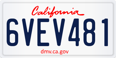CA license plate 6VEV481