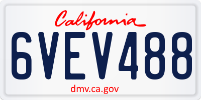 CA license plate 6VEV488