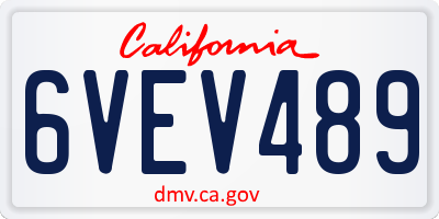 CA license plate 6VEV489