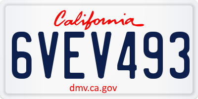 CA license plate 6VEV493