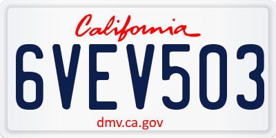CA license plate 6VEV503