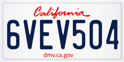 CA license plate 6VEV504