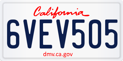 CA license plate 6VEV505