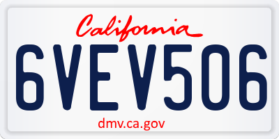 CA license plate 6VEV506