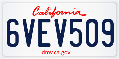CA license plate 6VEV509