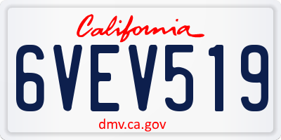 CA license plate 6VEV519