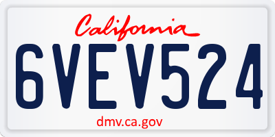 CA license plate 6VEV524