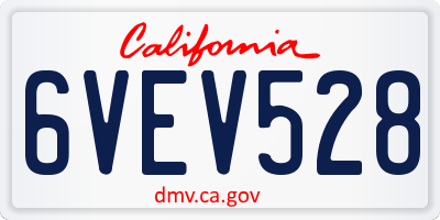 CA license plate 6VEV528