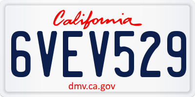 CA license plate 6VEV529