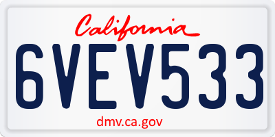 CA license plate 6VEV533