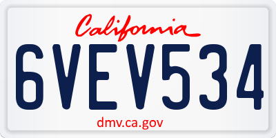 CA license plate 6VEV534