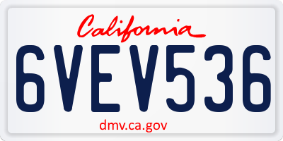 CA license plate 6VEV536