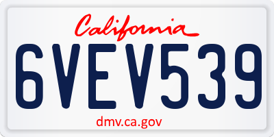 CA license plate 6VEV539