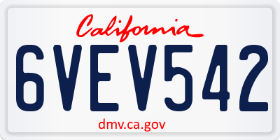 CA license plate 6VEV542