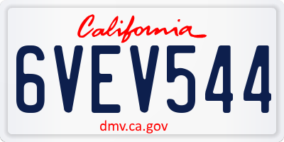 CA license plate 6VEV544