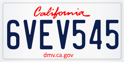 CA license plate 6VEV545