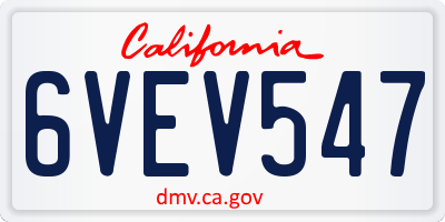 CA license plate 6VEV547