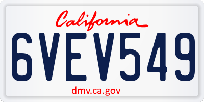 CA license plate 6VEV549