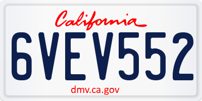 CA license plate 6VEV552