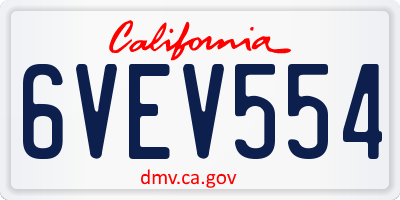 CA license plate 6VEV554