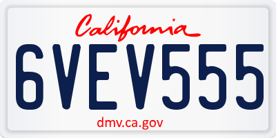 CA license plate 6VEV555