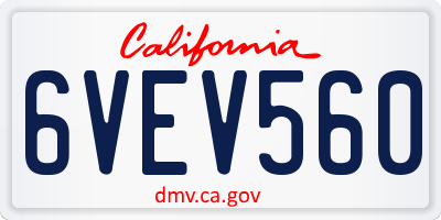 CA license plate 6VEV560
