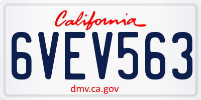 CA license plate 6VEV563