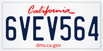 CA license plate 6VEV564